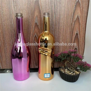 Jingna Electroplated Wine Bottle 750ml Fancy Empty Gold Painted Champagne Bottle Glass