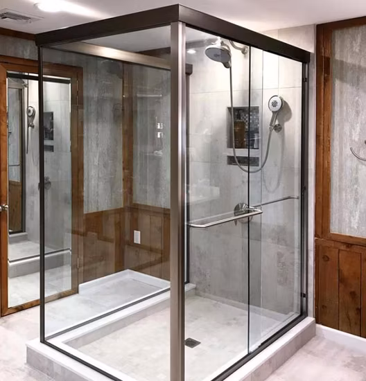 욕실 도어 샤워실용 프레임리스 평면 강화 유리 중국 공장